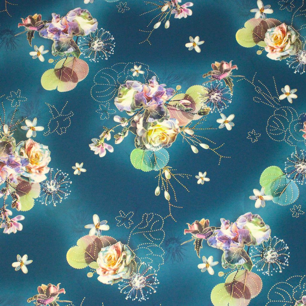 Printed Dress Making Satin, 55" Wide- EMERALD