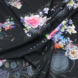 Printed Dress Making Satin, 55" Wide- BLACK