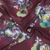 Printed Dress Making Satin, 55" Wide- MAROON