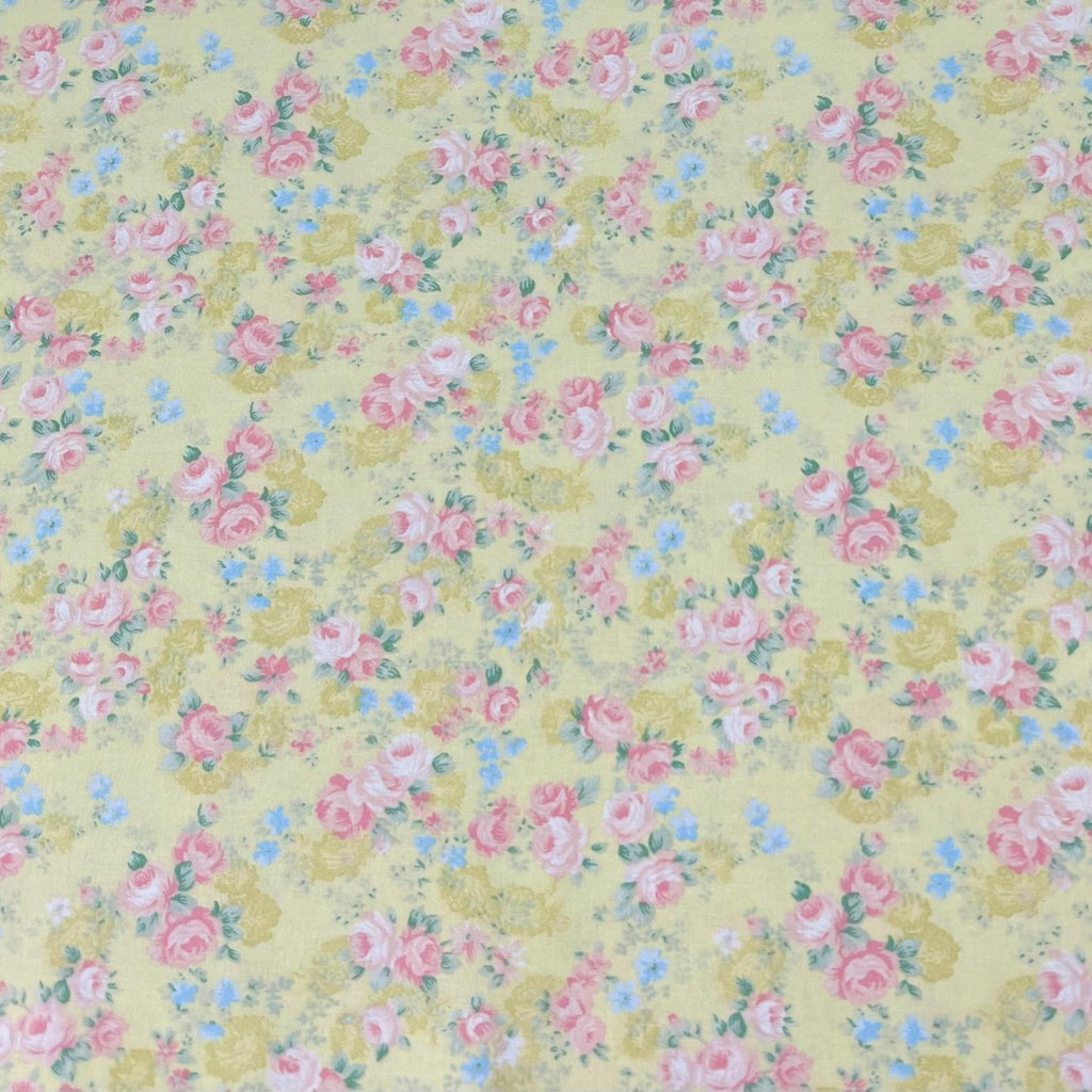 Per Metre Printed, Quilting Cotton, 45" Wide - Yellow Floral