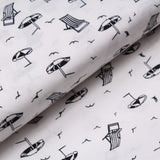 Printed Cotton Poplin By The Beach, 100% Dyed Cotton, Approx 44" Wide (112cm), Approx. 130GSM