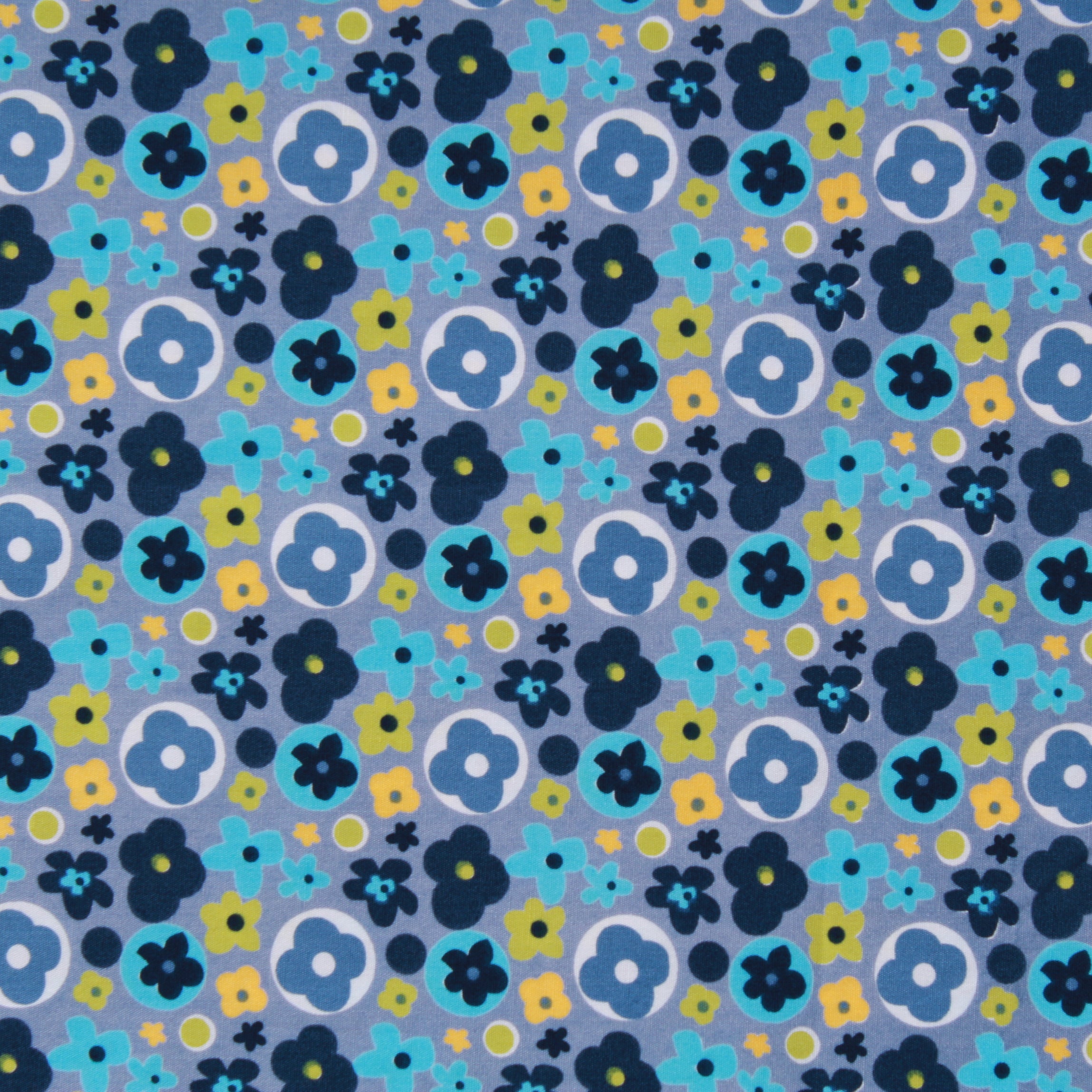 Floral Fabric - White Daisy Ditsy Flower on Teal Blue - 100% Cotton Po –  House of Haberdashery