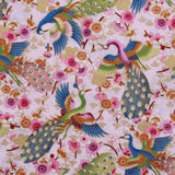 Foil Cotton Hungry Peacock Japanese Fabric, Light Pink, 44