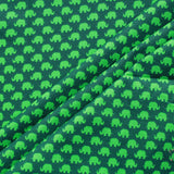 Elephant Madness Green, Premium Printed Quilting Quality Cotton