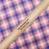 3FOR12 Premium Quality, Fashion Chequered Linen 54" Wide Salmon Pink & Blue