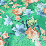 Classy Luxurious Lounge-Wear Floral Silky Satin 60" Wide Green