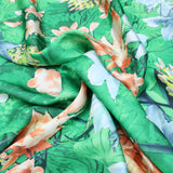Classy Luxurious Lounge-Wear Floral Silky Satin 60" Wide Green