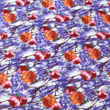 Premium Quality 100% Cotton Lawn 'Orange Flower' 60" Wide Purple