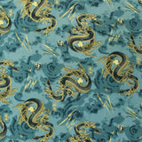 100% Premium Oriental Cotton 60" Wide "Blue Dragon"