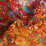100% Cotton Batik Fabric - Swirls - 44" Wide Orange & Pink