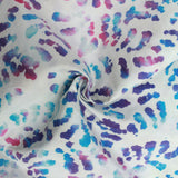 100% Cotton Batik Fabric - Painted Splashes - 44" Wide Purple & White