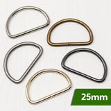 25mm Metal D-Rings For Bags- 4 Colours- Pack Of 2