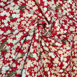 Per Metre, 100% Premium Oriental Cotton, 60" Wide - RED FLOWERS