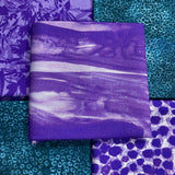5 Piece Fat Quarter Bundle - 100% Cotton (Purple & Teal)
