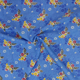 5 Metre, Luxury Floral Printed Cotton , (BLUE) 36" Wide