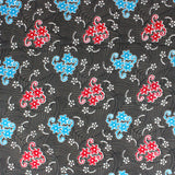 5 Metre, Luxury Swirl Floral Printed Cotton , (BLACK) 36