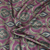 3 Metres Printed Cashmere Effect Fabric, (PURPLE) 45" Wide