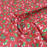 Per Metre, Printed Poly Cotton, 'Christmas' - 45" Wide