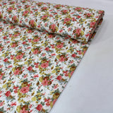 Per Metre Floral Print, Cotton Lawn, 55" Wide - WHITE & PINK