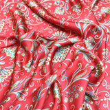 Printed Dress Making Satin, 55" Wide- Art Deco Red