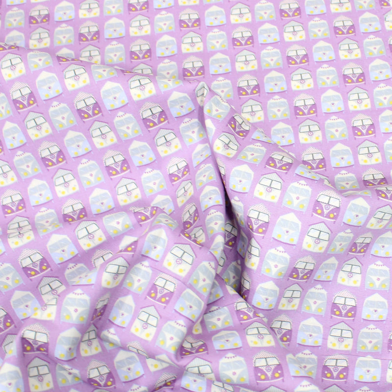 Per Metre Digital Print 100% Cotton - 44" Wide - Lilac Bus regular