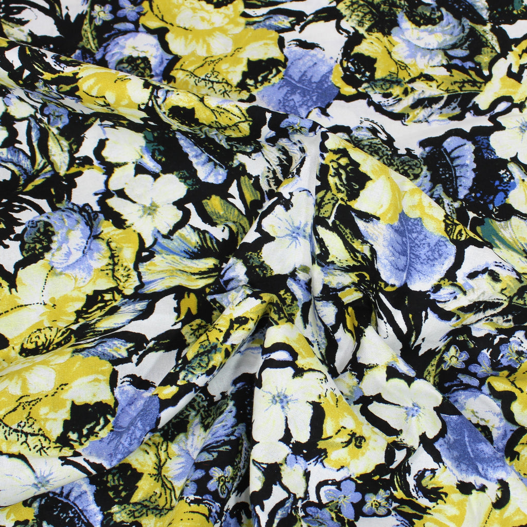 Per Metre Premium Quality 100% Cotton Lawn  60" Wide - Yellow Butterfly
