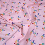 3 Metre, Printed Poly Cotton, (PINK HORSES) 45" Wide