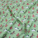 3 Metre, Printed Poly Cotton, (GREEN HORSES) 45" Wide