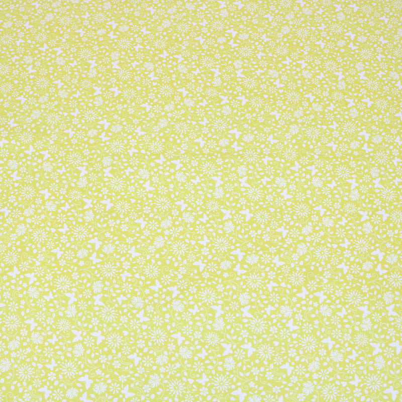 Per Metre Floral Butterfly Print, Quilting Cotton, 36" Wide - Yellow regular