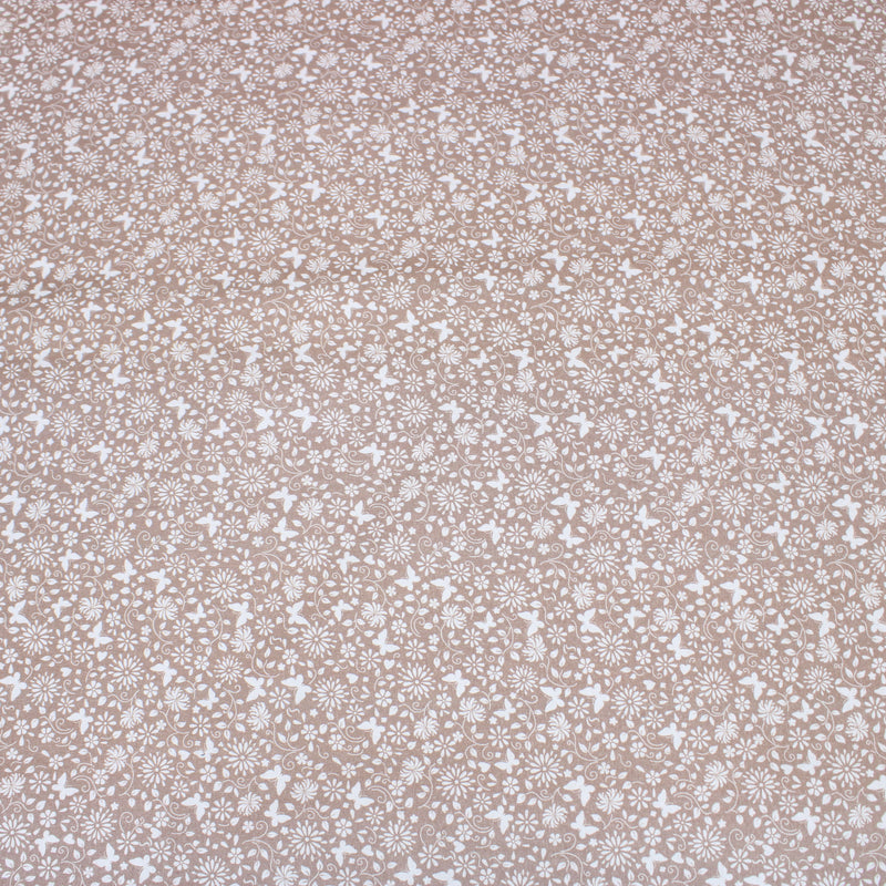 Per Metre Floral Butterfly Print, Quilting Cotton, 36" Wide - Brown regular