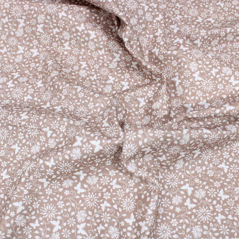 Per Metre Floral Butterfly Print, Quilting Cotton, 36" Wide - Brown regular