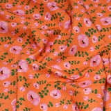 Per Metre Floral Print, Quilting Cotton, 45" Wide - Orange Flowers