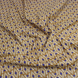 5 Metre, Oriental Inspired Floral Cotton , (GOLDEN BLUE) 36" Wide