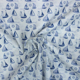 Per metre Quilting Cotton, 'Navy and white boats' - 45" Wide
