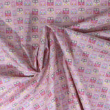 Per metre Quilting Cotton, 'Pink buses' - 45" Wide