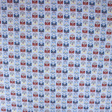 Per metre Quilting Cotton, 'Red and blue buses' - 45" Wide