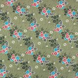 5 Metre, Luxury Floral Printed Cotton , (PALE GREEN) 36