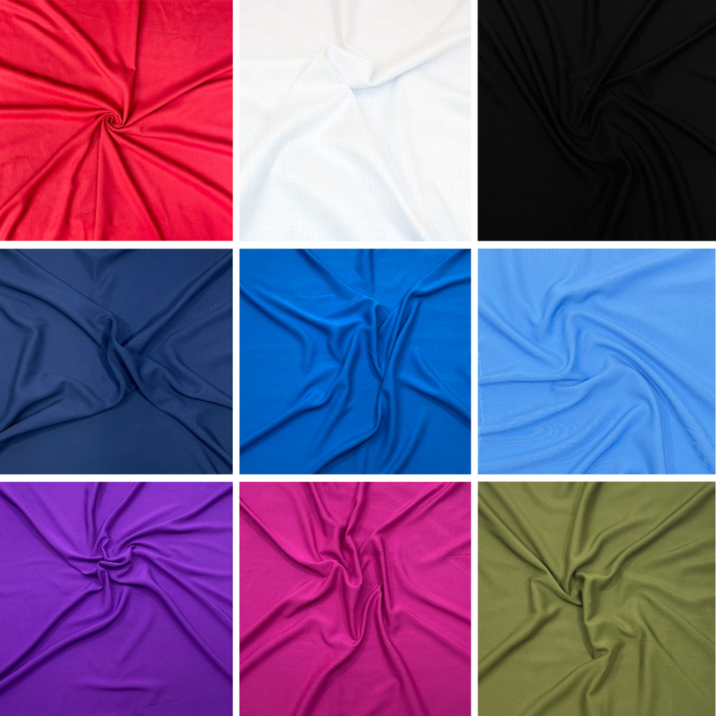 Plain Viscose Fabric for Dressmaking – 55" Width – 23 Gorgeous Colour Variations