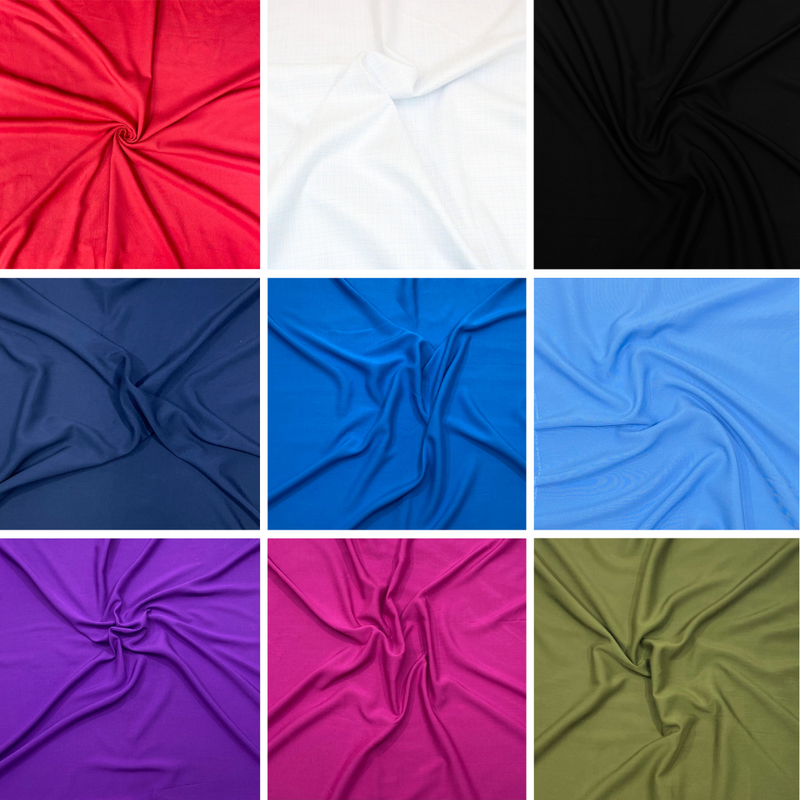 Plain Viscose Fabric for Dressmaking – 55" Width – 23 Gorgeous Colour Variations regular