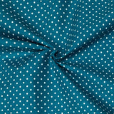 Per Metre Printed, Quilting Cotton, 45" Wide - Teal polka dots