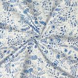 Per Metre Printed, Quilting Cotton, 45" Wide - Blue leaves