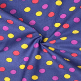 Per Metre Printed, Quilting Cotton, 45" Wide - Red/yellow/purple polka dots