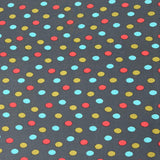 Per Metre Printed, Quilting Cotton, 45" Wide - Multicoloured polka dots