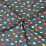 Per Metre Printed, Quilting Cotton, 45" Wide - Multicoloured polka dots