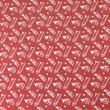 Per Metre Printed, Quilting Cotton, 45" Wide - Red with trumpets