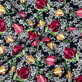 Per metre Quilting Cotton, 'Yellow and red tulips' - 45" Wide