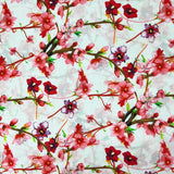 Per metre Quilting Cotton, 'Red and purple flowers' - 45" Wide