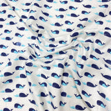 High Quality Brushed Cotton - 55" Wide (Whales)