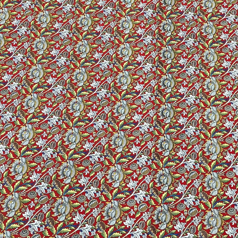 3 Metres Luxury Dressmaking 100% Cotton Lawn- 60" (Red Flowers) regular