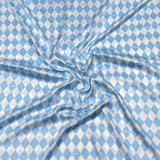 3 Metres Printed Silky Satin- 55" Wide (White & Blue)